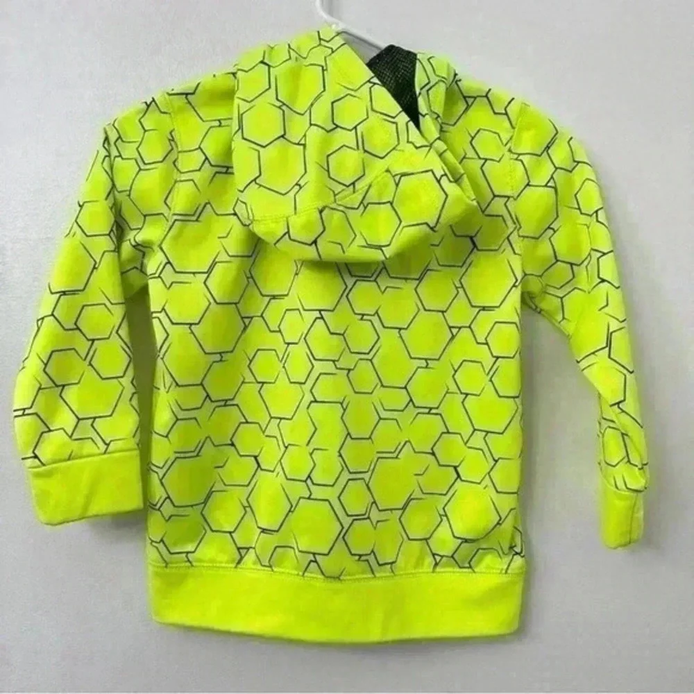 Xersion Geometric Hexagon Neon Yellow Black‎ Long Sleeve Zip Up Hoodie Kids XL